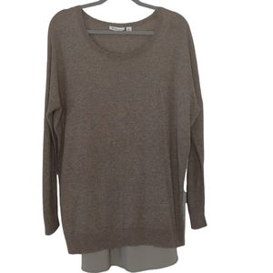 Patchington Taupe Oversized Mixed Media Sweater XL Viscose